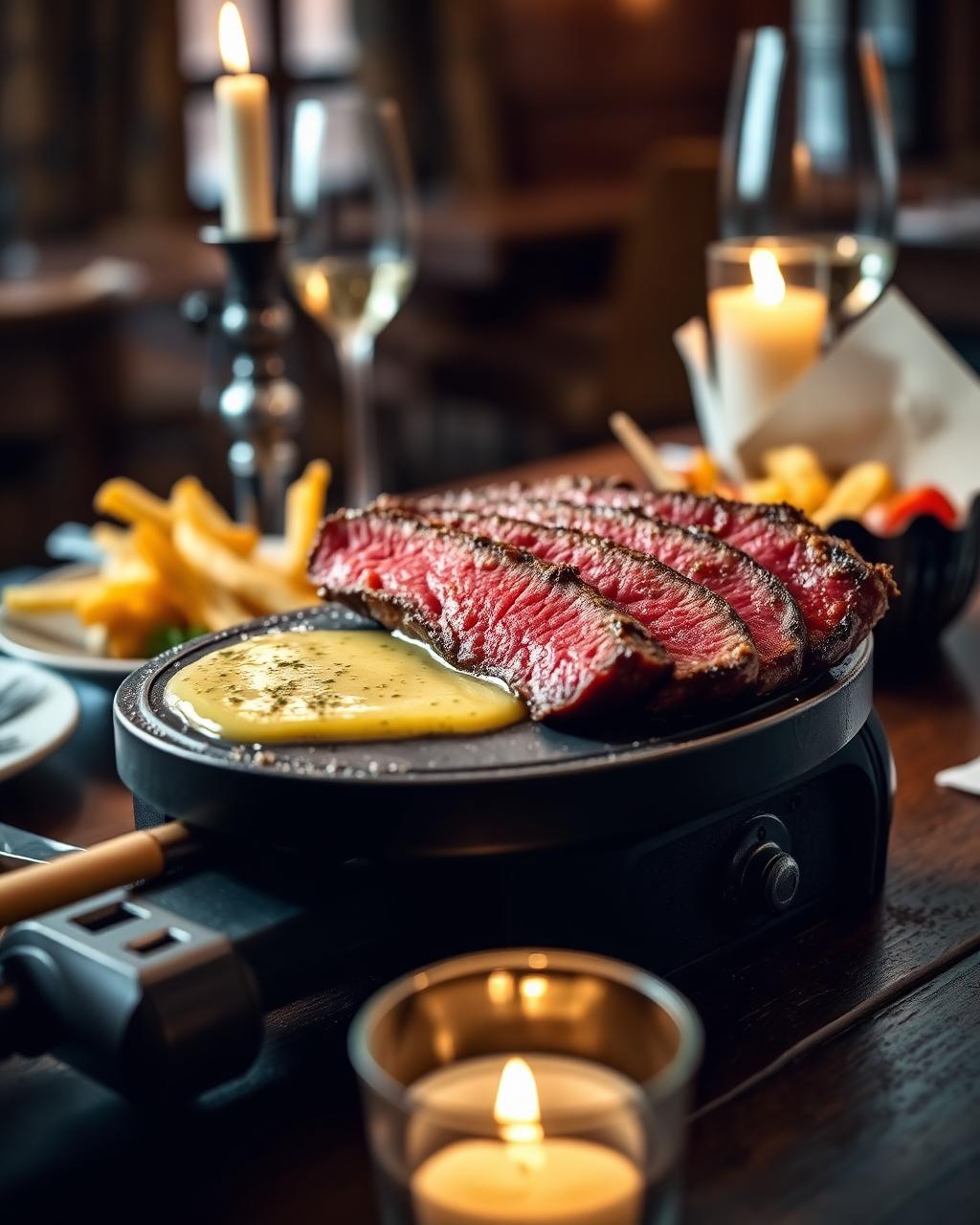 Viande sur réchaud servie en Café de Paris