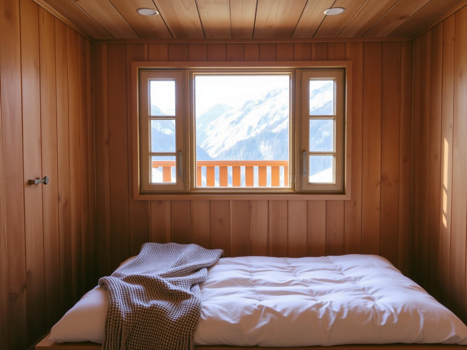 Chambre en mélèze avec vue sur les sommets